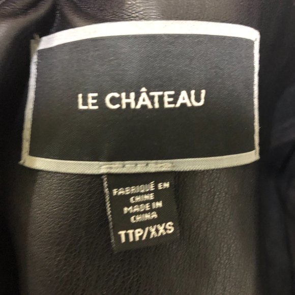 Le Chateau Women's Jacket Black Vegan Leather Cascade Front Size XXS - Picture 5 of 7